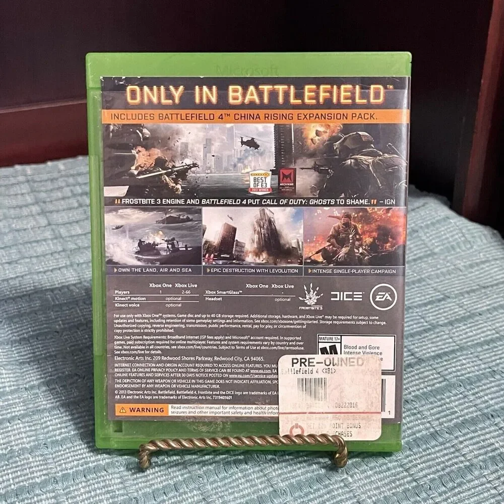 Battlefield 4 (Microsoft XBOX ONE) TESTED Complete Case Disc Video Game